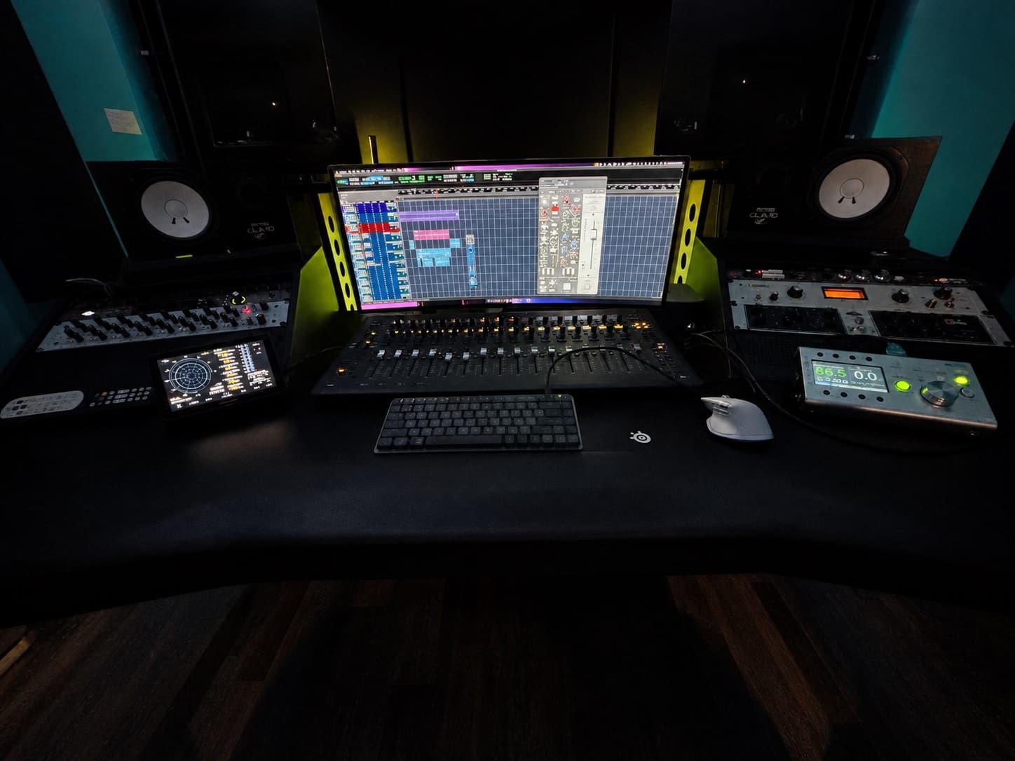 Wide view of the Aura Studios control room